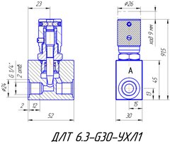 Гідродросель лінійний ДЛТ 6.3-G30-УХЛ1